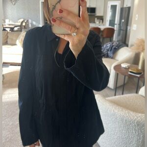 Caslon Midnight Black Zip-Up Jacket